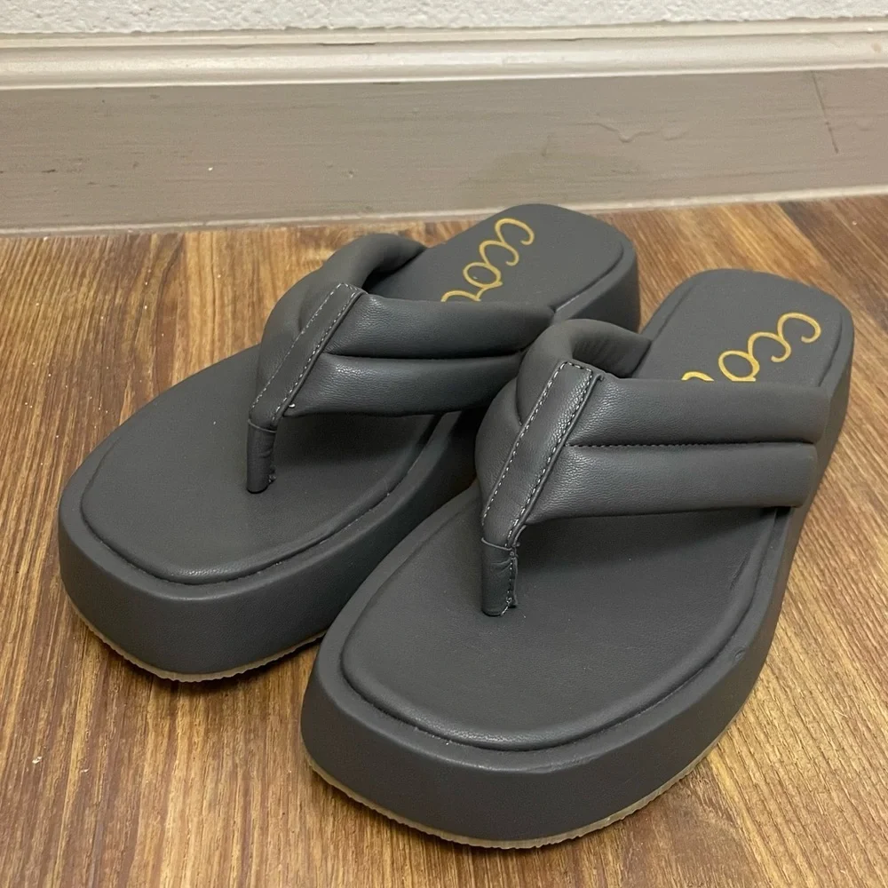 CCOCCI Gray Bonnie‎ Chunky Platform Sandal Gray Size 8